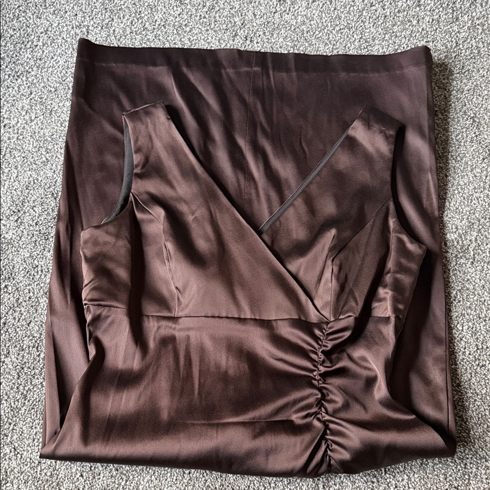Donna Ricco Brown Satin Dress